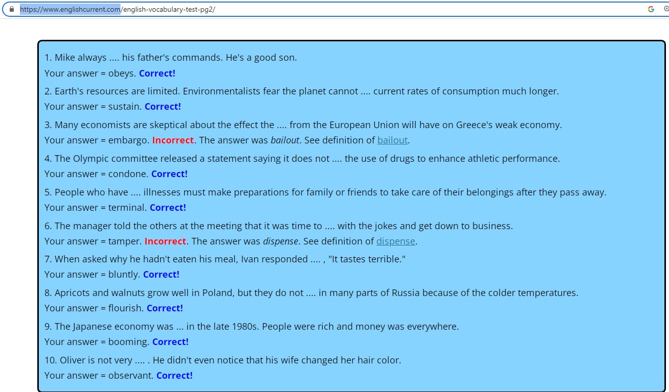 سایت های عالی تست دایره لغات زبان انگلیسی - Test Your Vocabulary Range ...